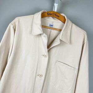 HD Lee Workwear Chore Jacket Womens XL‎ Ivory Button Front Long Sleeve Knit